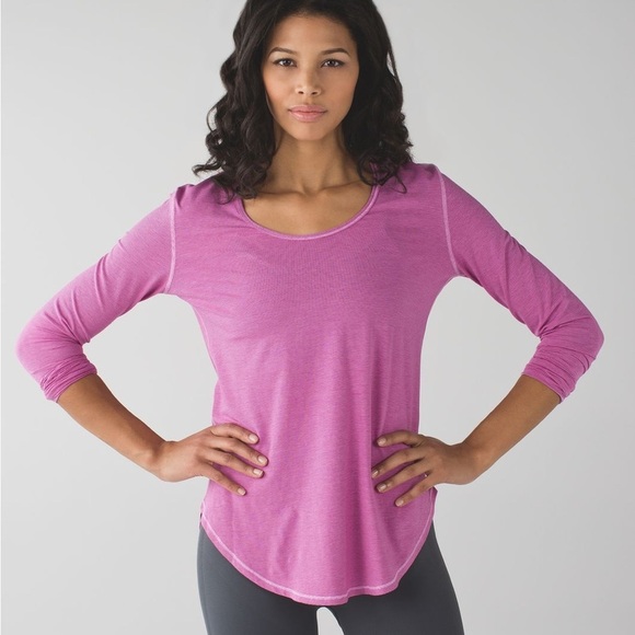 Lululemon Yogini 5 Year Long Sleeve Tee Pink Stripe - Picture 1 of 8